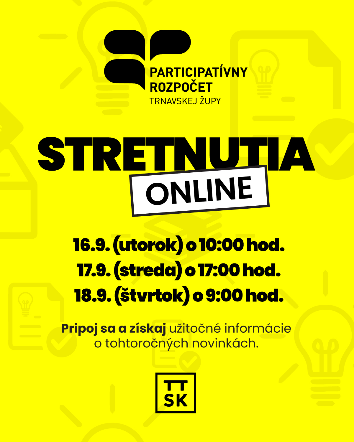 Pripojte sa a získajte užitočné informácie na online stretnutiach k Participatívnemu rozpočtu Trnavského kraja